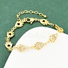 Fire Brass Micro Pave Clear Cubic Zirconia Link Chain Bracelets for Women BJEW-A090-05G-1