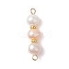 Natural Cultured Freshwater Pearl Two Sides Polished Beaded Links Connector Charms PALLOY-JF04969-3