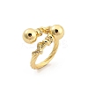 Rack Plating Brass Micro Pave Clear Cubic Zirconia Open Cuff Finger Rings for Women RJEW-M028-99G-4
