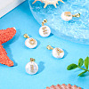 5Pcs 5 Styles Natural Cultured Freshwater Pearl Nuggets with Letter Pendants KK-TA0002-37-6