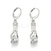 Brass Hand Palm Dangle Leverback Earrings for Women EJEW-N012-106P-2
