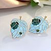 Leaf with Ladybug Alloy Enamel Stud Earrings FS-WG8EF19-01-2