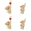 4Pcs 2 Style Brass Micro Pave Cubic Zirconia Charms KK-HY0003-14-1