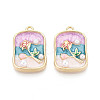 Rack Plating Alloy Enamel and ABS Imitation Pearl Pendants ENAM-T024-85A-G-1