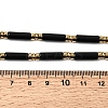 Natural Black Onyx(Dyed & Heated) & Synthetic Non-magnetic Hematite Column Beaded Necklaces with 304 Stainless Steel End Chains NJEW-K301-01A-5
