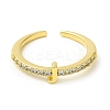 Clear Cubic Zirconia Initial Letter Open Cuff Ring RJEW-H120-09G-J-2