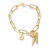 Letter B Brass Micro Pave Clear Cubic Zirconia Cable Chain Bracelets for Women BJEW-L696-112G-1