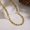304 Stainless Steel Enamel Green Leaf Link Chain Necklaces for Women OR8327-2