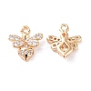 Brass Micro Pave Clear Cubic Zirconia Charms KK-G418-11G-2