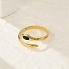 Snake 304 Stainless Steel Enamel Cuff Rings for Women LS-RJEW-G338-10G-02-2
