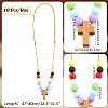 Wood Cross with Acrylic Beaded Pendant Necklaces for Women NJEW-AB00014-2