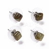 Natural Labradorite Ear Studs EJEW-K091-01P-01-1