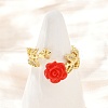 Flower Resin Cuff Rings RJEW-P155-01B-G-2