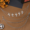 2Pcs 2 Styles Zinc Alloy Double Layer Cross Chains Belt AJEW-HY0002-27-4