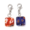 16Pcs Square Handmade Millefiori Glass Pendant Locking Stitch Markers HJEW-AB00654-2