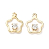 Brass Micro Pave Cubic Zirconia Flower Charms KK-Z136-03G-1