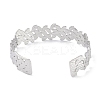 Non-Tarnish 304 Stainless Steel Flower Open Cuff Bangles for Women BJEW-C071-14P-3