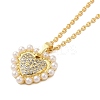 Brass Micro Pave Clear Cubic Zirconia Heart Pendant Necklaces for Women NJEW-K381-05G-1
