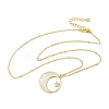 Brass Micro Pave Clear Cubic Zirconia Moon with Star Pendant Necklaces for Women NJEW-S449-02G-4