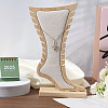 Foot Shaped Bamboo & Velvet Anklet Display Stands ODIS-WH0030-140B-5