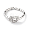 Knot Rack Plating Brass Micro Pave Clear Cubic Zirconia Open Rings RJEW-D020-10P-2
