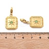 Rectangle with Star 304 Stainless Steel Rhinestone Pendant Decorations STAS-M092-05G-4