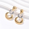 304 Stainless Steel Two Tone Gourd Dangle Stud Earrings EJEW-C142-15PG-2