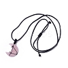 Adjustable Natural Rose Quartz Moon Pendant Necklace NJEW-B086-02G-2