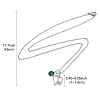 Valentine's Day 304 Stainless Steel & Green Glass Leaf Heart Pendant Cable Chain Necklaces for Women NJEW-FS00014-02-7