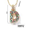 Brass Pave Colorful Cubic Zirconia Letter Pendant Box Chain Necklaces NU0575-4-1