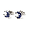 Enamel Crescent Moon with Star Stud Earrings with 316 Surgical Stainless Steel Pins EJEW-A081-09P-2