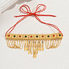 Ramadan & Eid Mubarak Brass Middle Eastern Square Tassel Choker Necklaces for Women's Party Accessories QC1236-4