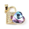 Real 18K Gold Plated Rack Plating Brass Micro Pave Clear Cubic Zirconia Pendants KK-C015-17G-04-1