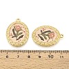 Vintage Printed Style 304 Stainless Steel Oval with Lotus Pendants STAS-T071-29B-G-3