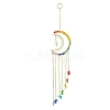 Heart & Moon Copper Wire Wrapped Glass Pendant Decorations HJEW-JM01145-2