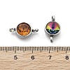 304 Stainless Steel Pave K9 Glass Flat Round Connector Charms STAS-Z115-03P-3