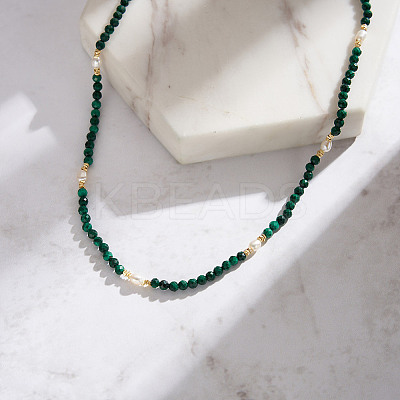 Natural Freshwater Pearl & 925 Sterling Silver Beaded Necklaces for Women NJEW-G154-03G-1