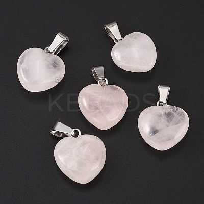 Heart Natural Rose Quartz Pendants LS-X-G-Q371-07-1