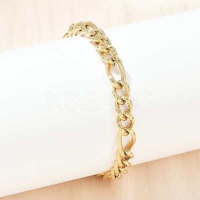 304 Stainless Steel Figaro Chain Bracelets for Women Men BJEW-Z143-20G-1