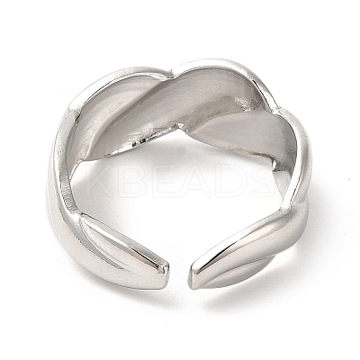 Non-Tarnish 304 Stainless Steel Twist Rope Shape Open Cuff Ring for Women LS-RJEW-E063-06P-1