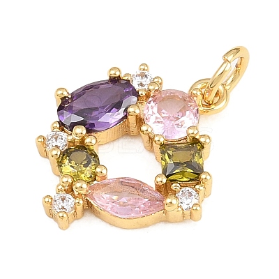 1Pc Brass Colorful Cubic Zirconia Pendants KK-YW0003-88-1