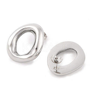 304 Stainless Steel Oval Stud Earrings EJEW-M073-06P-1