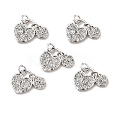 Brass Micro Pave Clear Cubic Zirconia Charms KK-E068-VB175-1