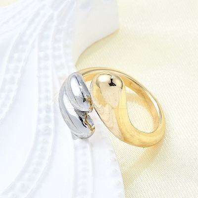 Brass Cuff Rings for Women RJEW-G347-04GP-1