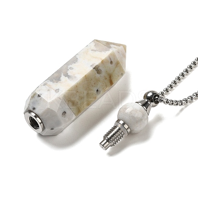 Natural Mexican Agate Pendant Perfume Bottle Necklaces G-C155-04P-1