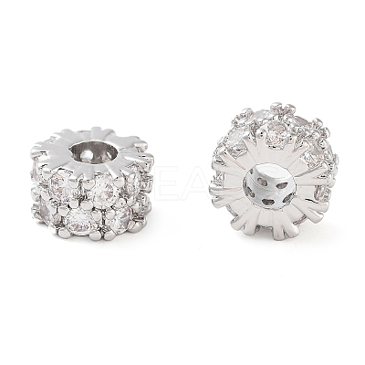Brass Micro Pave Clear Cubic Zirconia Beads KK-U028-29P-1