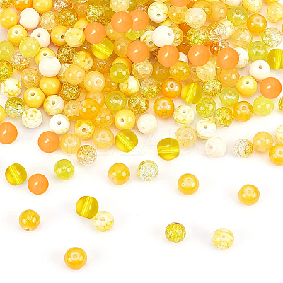 375Pcs 15 Color Spray Painted Crackle Glass Beads DIY-PH0003-88-1
