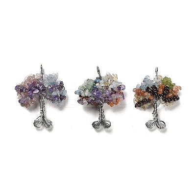 Natural Mixed Gemstone Chip Big Pendants G-F763-06P-1