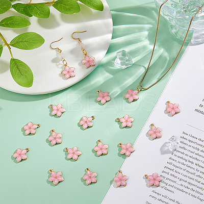 50Pcs Light Gold Plated Alloy Enamel Pendants ENAM-DC0001-89-1