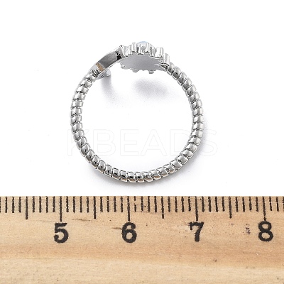 Brass Micro Pave Clear Cubic Zirconia Open Cuff Rings for Women RJEW-S402-03P-1